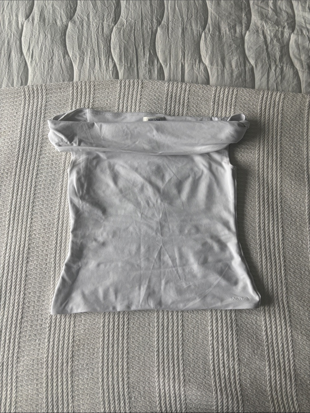 Aritzia White Fold-Over Off-Shoulder Top